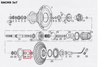 FESTKONUS  SRAM 3x7 (REPARATURSET)